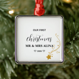 Ornamento De Metal Crie o Seu Próprio Nosso Primeiro Natal Casados