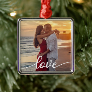 Ornamento De Metal Crie seu próprio script de amor Foto romântica de