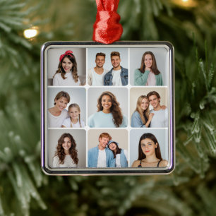 Ornamento De Metal Crie Sua Própria Colagem de Fotos com 9 Cantos Arr
