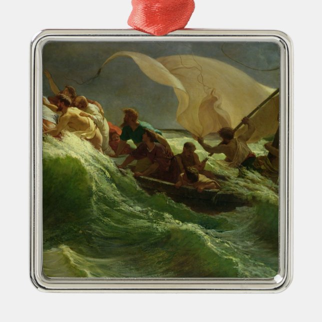 Ornamento De Metal Cristo adormecido em seu barco (Frente)