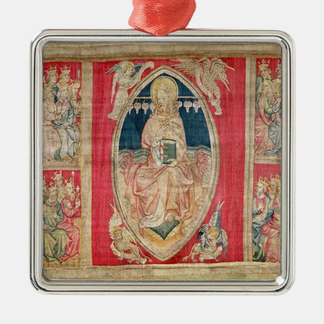 Ornamento De Metal Cristo enthroned com os animais apocalípticos (Frente)