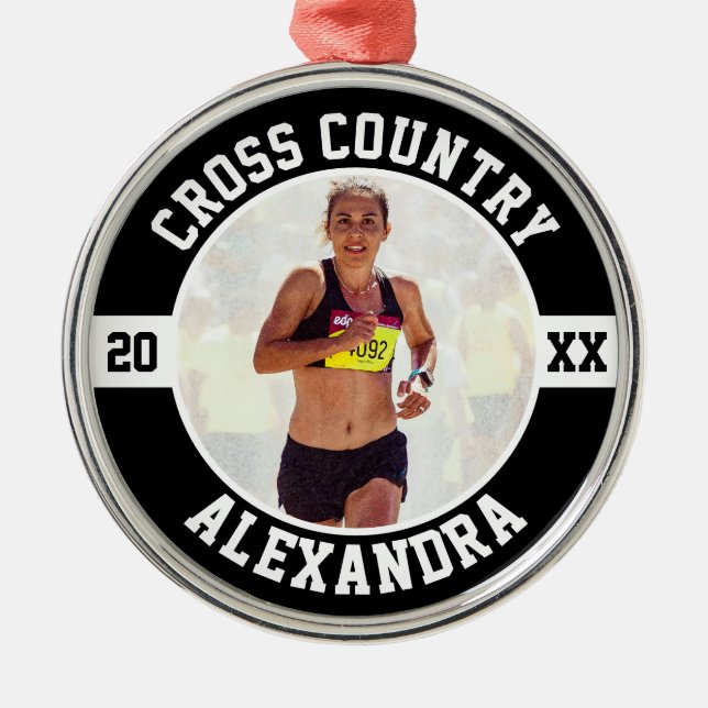 Ornamento De Metal Cross Country Runner Running XC Sports Team Custom (Frente)