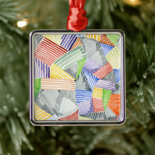 Ornamento De Metal Crosshatch Quilt I