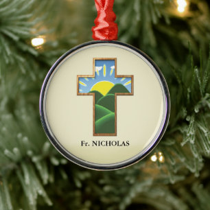 Ornamento De Metal Cruz de Aniversário Personalizada