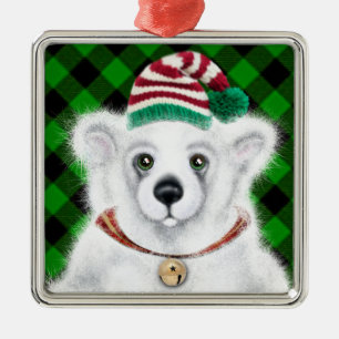 Ornamento De Metal Cubo de urso polar, Papai noel