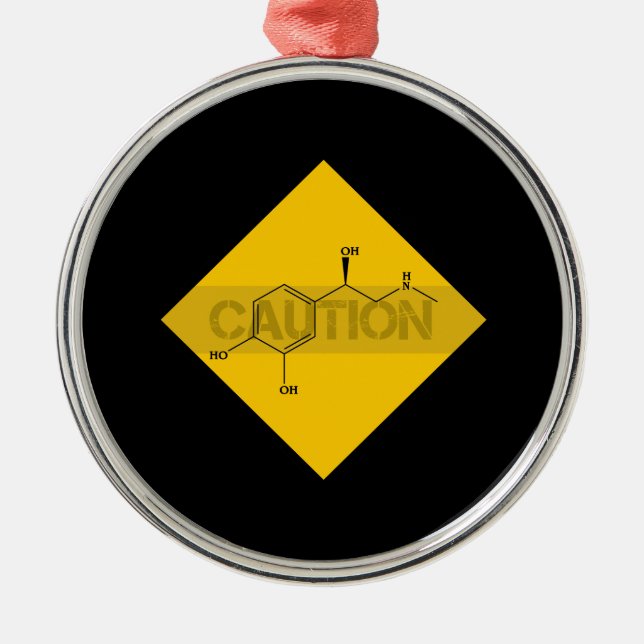 Ornamento De Metal Cuidado: adrenalina. (Frente)