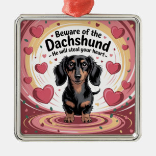Ornamento De Metal Cuidado Com O Dachshund