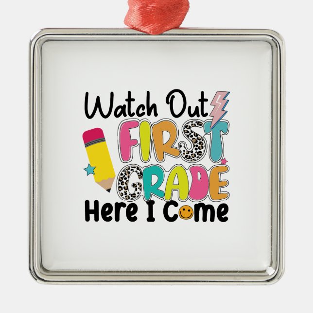 Ornamento De Metal Cuidado No Primeiro Grau Aqui Eu Vim (Frente)