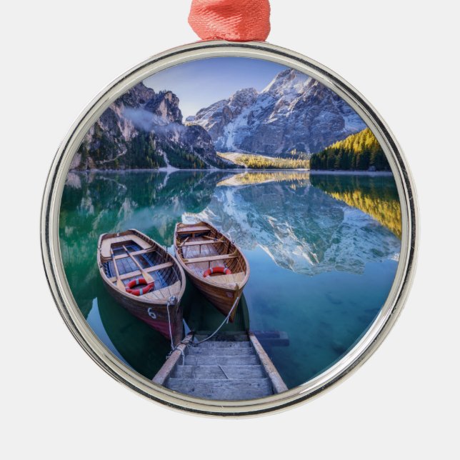 Ornamento De Metal Cumes da dolomite do lago | Braies, Italia (Frente)
