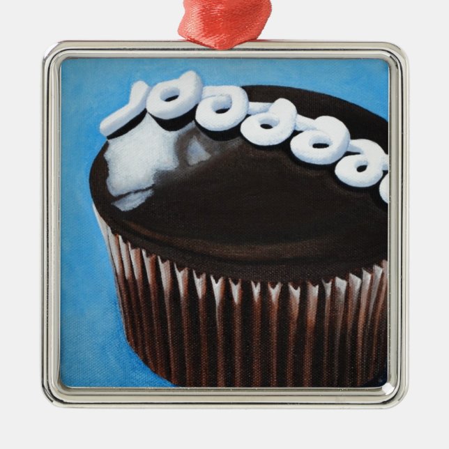 Ornamento De Metal Cupcake da hospedeira (Frente)