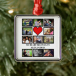 Ornamento De Metal Custom Funny Valentines day heart 11 photo collage<br><div class="desc">Custom Funny Valentines day heart 11 photo collage. Personalize this cute valentines day design template with your 11 photos and name for boyfriend/girlfriend. Its a perfect photo gift for him/her on valentines day and birthday gift for couples.</div>