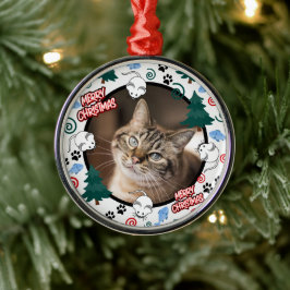 Ornamento De Metal Custom Personalized Cat Pet Photo Christmas