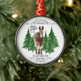 Ornamento De Metal Custom Personalized Donkey Christmas