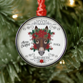 Ornamento De Metal Custom Personalized Donkey Christmas