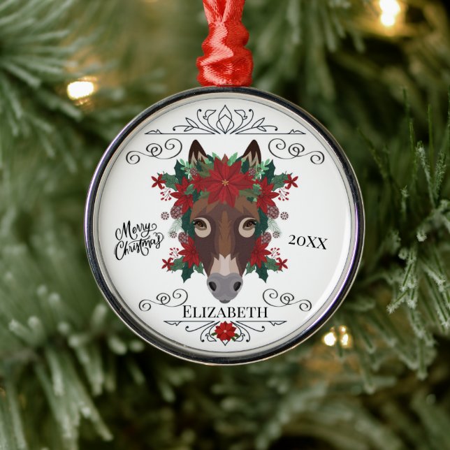 Ornamento De Metal Custom Personalized Donkey Christmas (Árvore)