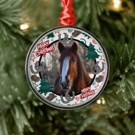 Ornamento De Metal Custom Personalized Horse Photo Christmas