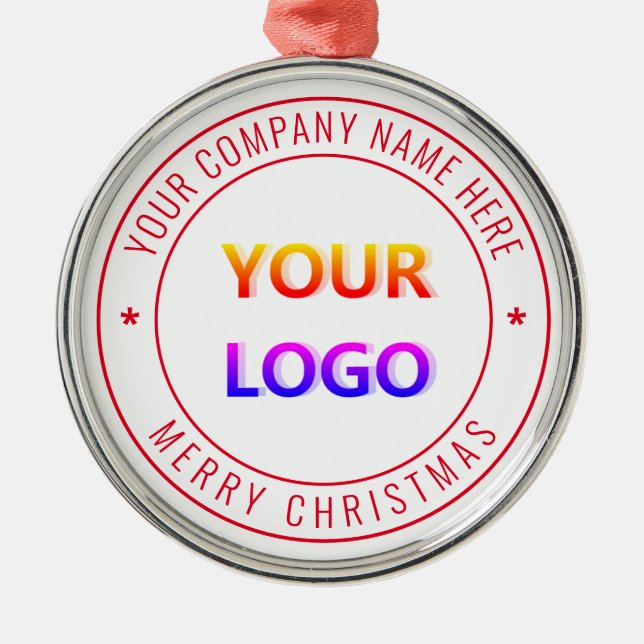 Ornamento De Metal Custom Your Business Logo Office Christmas Party (Frente)