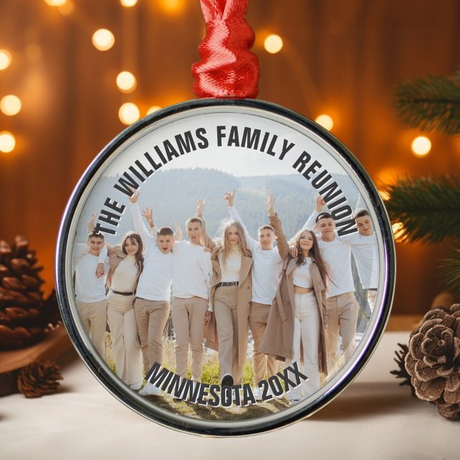 Ornamento De Metal Customized Family Reunion Photo 2025 Christmas (Criador carregado)