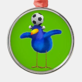 Ornamento De Metal Cute 3d Bird joga futebol (editável)