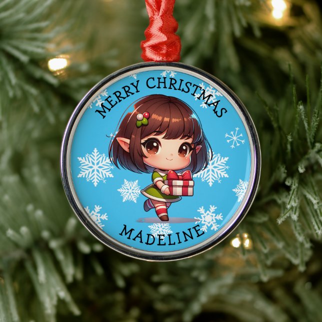 Ornamento De Metal Cute Anime Asian Elf Personalized Christmas (Árvore)