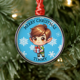 Ornamento De Metal Cute Anime Boy Elf Personalized Christmas