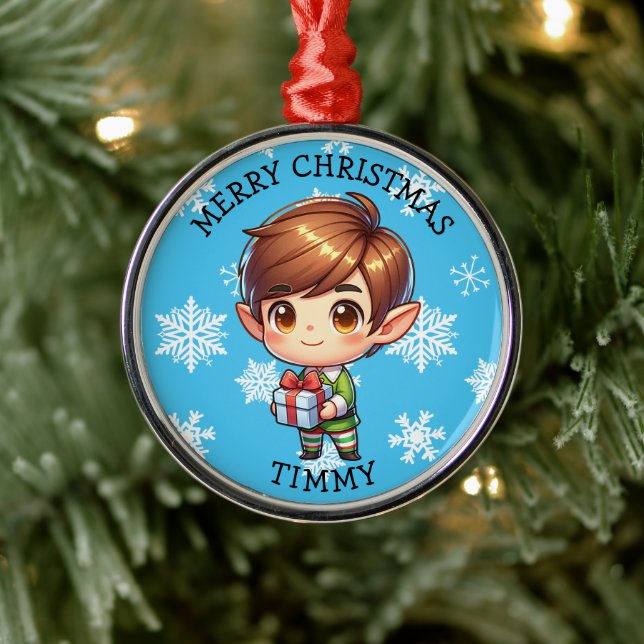 Ornamento De Metal Cute Anime Boy Elf Personalized Christmas (Árvore)