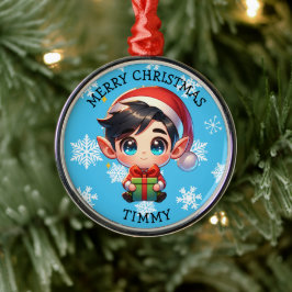 Ornamento De Metal Cute Anime Boy Elf Personalized Christmas