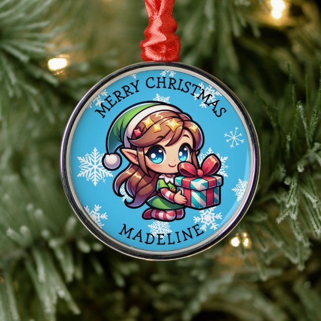 Ornamento De Metal Cute Anime Girl Elf Personalized Christmas (Árvore)