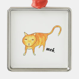 Ornamento De Metal Cute Apathetic Orange Cat