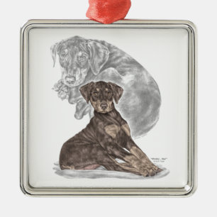 Ornamento De Metal Cute Doberman Pinscher Puppy