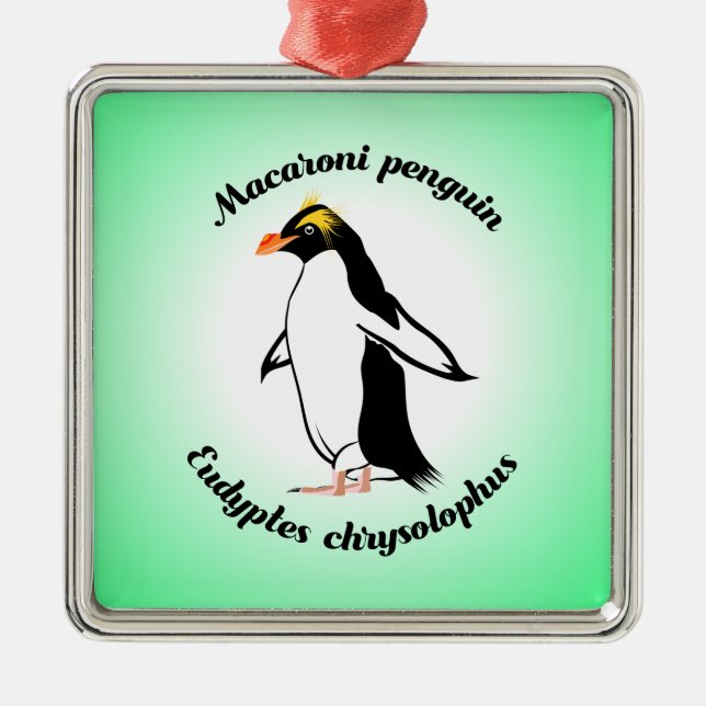 Ornamento De Metal Cute Macaroni Penguin (Frente)