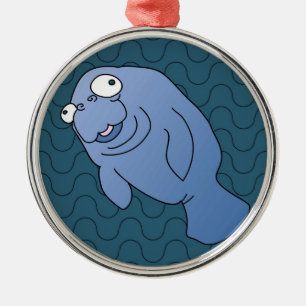 Ornamento De Metal Cute Manatee Hugger Cartoon Animal