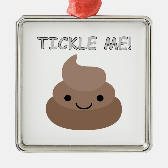 Ornamento De Metal Cute Tickle Me Poop Emoji (Frente)