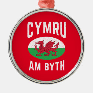 Ornamento De Metal Cymru Am Byth Wales Flag Proud Welsh Vintage Rugby