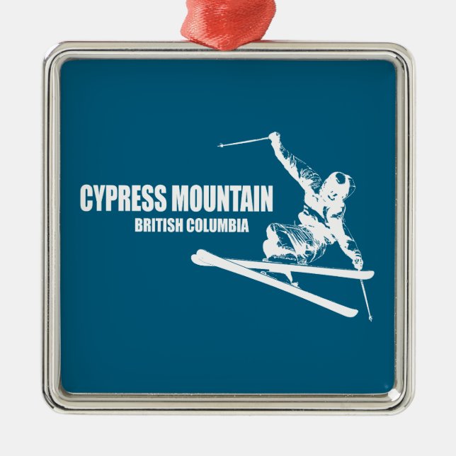 Ornamento De Metal Cypress Mountain British Columbia Skier (Frente)