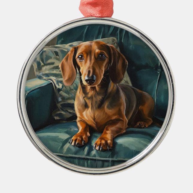 Ornamento De Metal Dachshund (Frente)