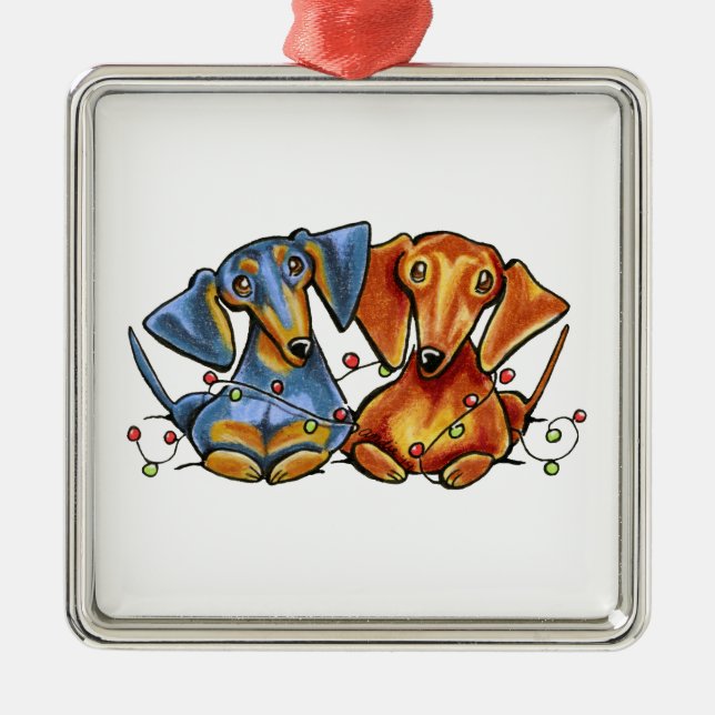 Ornamento De Metal Dachshund Christmas (Frente)