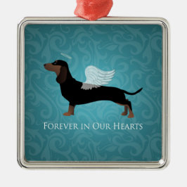 Ornamento De Metal Dachshund - Design Memorial Pet Loss