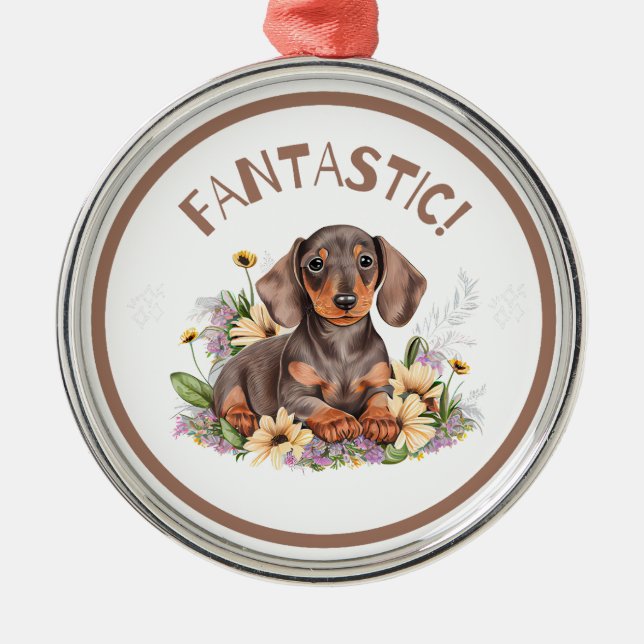 Ornamento De Metal Dachshund Fantastic (Frente)