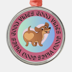 Ornamento De Metal Dachshund Good Vibes
