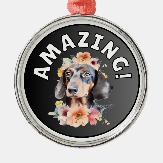 Ornamento De Metal Dachshund Incrível (Frente)