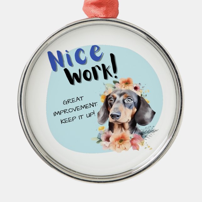 Ornamento De Metal Dachshund Nice Work (Frente)