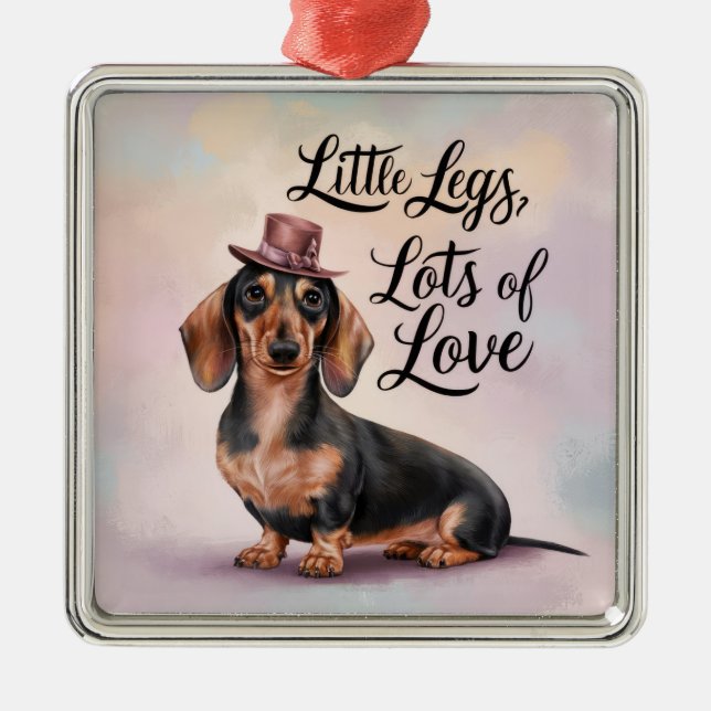 Ornamento De Metal Dachshund Pequenas Pernas Muito Amor (Frente)
