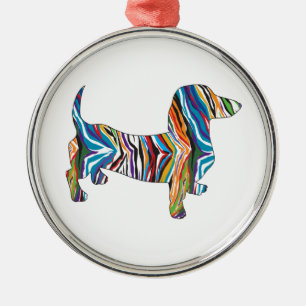 Ornamento De Metal Dachshund - Psicodélico Zbra Doxie