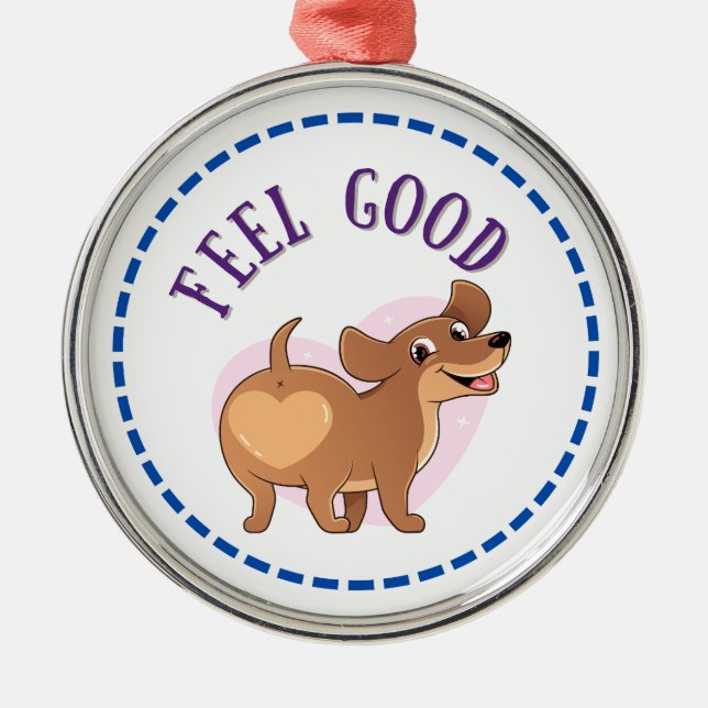 Ornamento De Metal Dachshund Sente Bem (Frente)