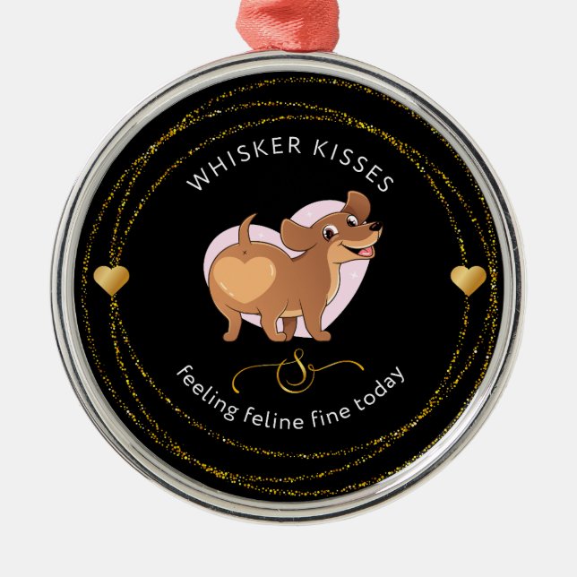 Ornamento De Metal Dachshund Sentindo-Se Bem Hoje (Frente)