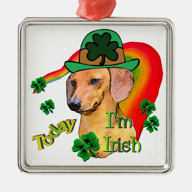 Ornamento De Metal Dachshund St Patricks (Frente)