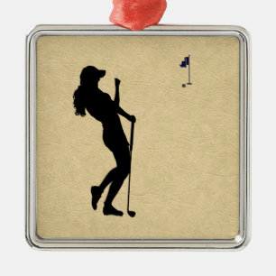 Ornamento De Metal Damas Golfer