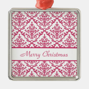 Ornamento De Metal Damasco Rosa nº 4 personalizável