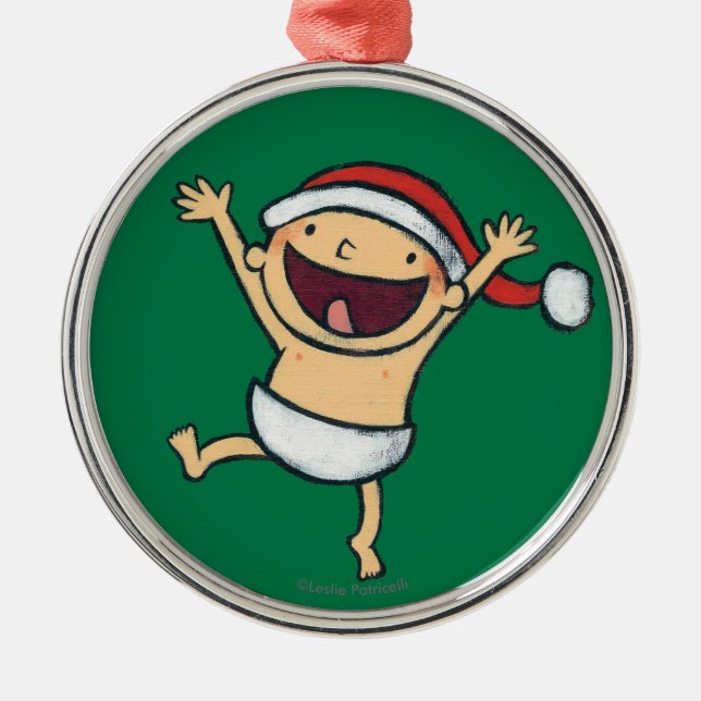 Ornamento De Metal Dança do bebê de Leslie Patricelli no chapéu do (Frente)